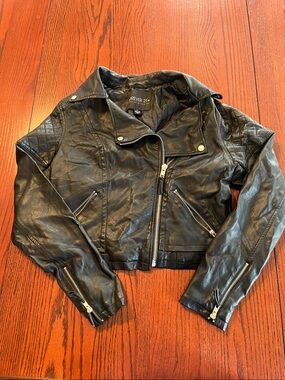 Forever 21 Black Quilted Faux Leather Biker Jacket